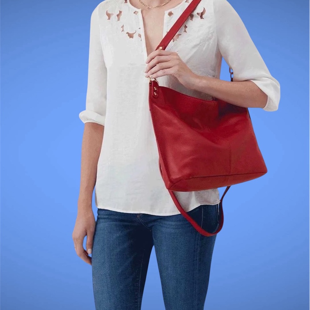 NWT HOBO Scarlet Red Leather Shoulder/ Crossbody Bag
